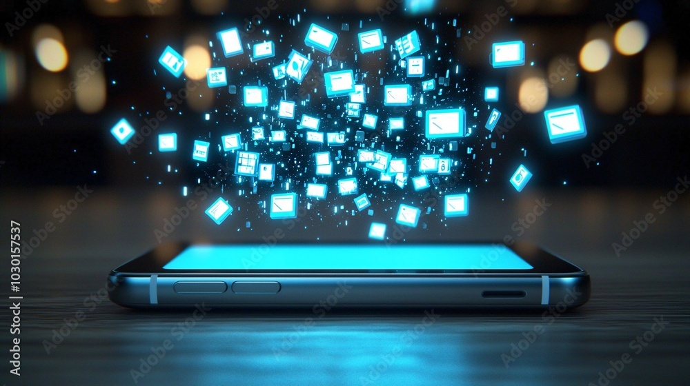 Poster a smartphone with multiple glowing privacy settings floating around it, symbolizing the layers of pr