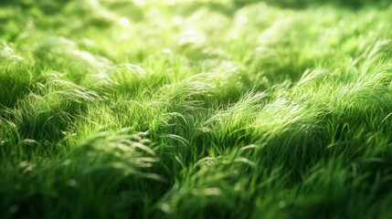 Lush Green Grass Field at Sunrise