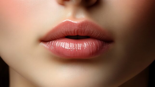 Detailed image of a woman with naturally full lips and a distinct long medial philtrum, illustrating the unique beauty of different facial features.