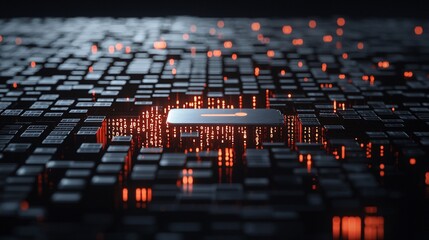 Obraz premium A massive digital key floating above a sea of personal data points, symbolizing the importance of encryption in protecting user privacy.