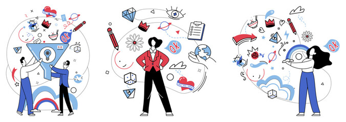 Innovative concepts vector illustration. The innovative concepts metaphor sparks brainstorming for advanced solutions Intelligence and inspiration harmonize, giving birth to inventive ideas