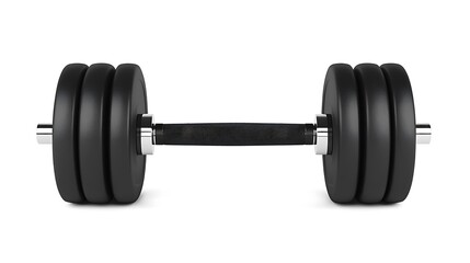 Fototapeta premium Image of a stylish black dumbbell, designed for intense weightlifting and strength training exercises. This heavy dumbbell is perfect for those looking to build muscle and increase overall strength