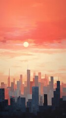 Obraz premium Minimal space sunset sky city architecture cityscape.