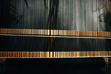 Weaving shuttle on the warp