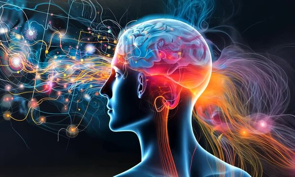 Experience a captivating exploration of human thought as neural connections spark and illuminate the mind, revealing the complexity of consciousness and creativity