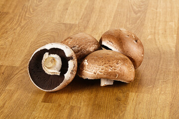 Raw brown champignon for cooking