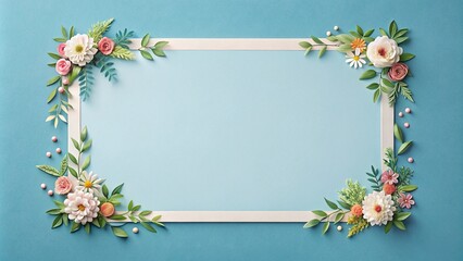 minimalist paper, floral border, blue background, elegant, tailored messages