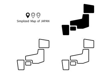 簡略化された日本地図のイラスト