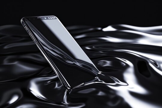 Smartphone floating in the air electronics technology monochrome.