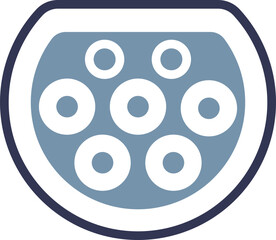 Illustration of a Type 2 EV charging connector, symbolizing electric vehicle charging technology.