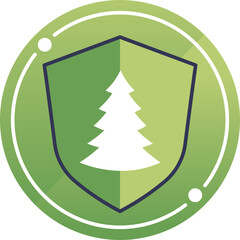 Obraz premium Green shield with tree symbolizing environmental protection.