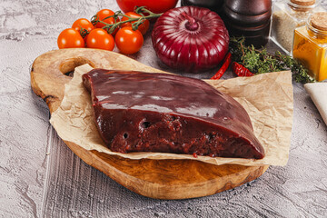 Raw beef liver for cooking