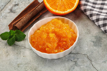 Tasty homemade Orange jam in the bowl