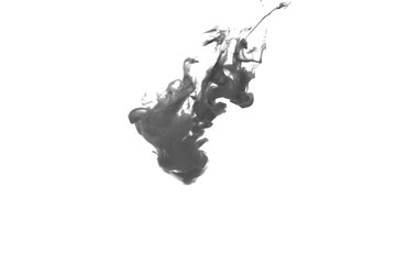 Black color-ink dye melt on white background,Abstract smoke pattern,Colored liquid dye,Splash paint