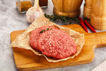 Raw beef minced meat cutlet