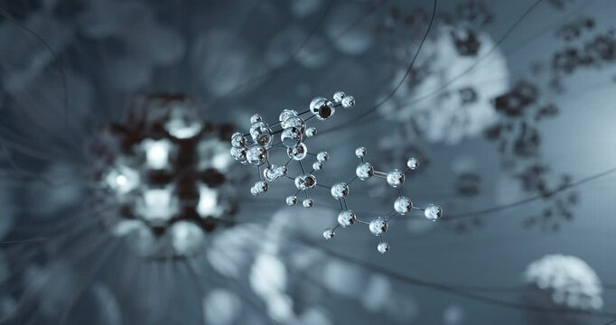 Paroxetine rotating 3d molecule, molecular structure of antidepressant, seamless video