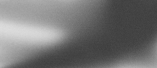 Fototapeta premium Grainy gradient background, dark gray black and white abstract noise texture banner backdrop design