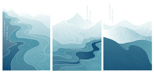 abstract japanese landscape on light background with gradient	