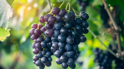 Naklejka premium The Nutritional Powerhouse of Black Grapes: A Refreshing Beauty Syrup for Weight Loss and Detoxifica