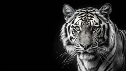 Minimalist tiger photography on black background