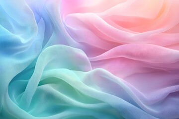 Obraz premium Soft, flowing fabric in shades of blue, green, and pink, creating a dreamy and ethereal backdrop.