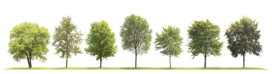 Fototapeta premium Isolated objects and maple, oak, birch, chestnut trees.