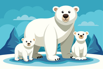 A polar bear with cubs