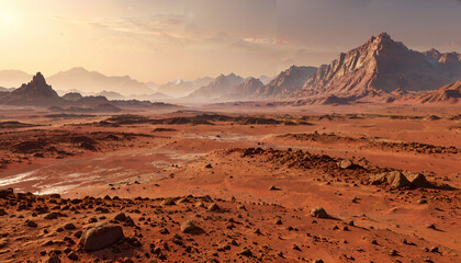 Fototapeta premium Paysage aride sur la planète rouge
