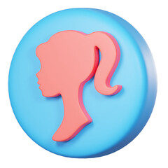 3D Pink Silhouette Girl Toy Icon For Kids