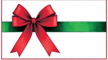 Red Bow with Green Ribbon for Holiday Decoration