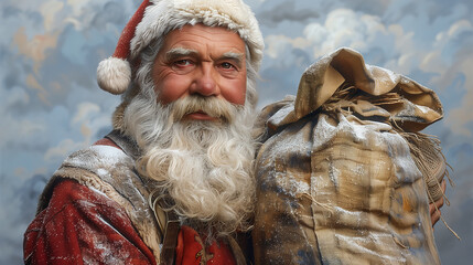 Fototapeta premium Santa Claus in winter. Winter postcard. Xmas. Happy New Year. Merry Christmas.
