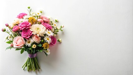 Fototapeta premium Minimalist white background with flowers