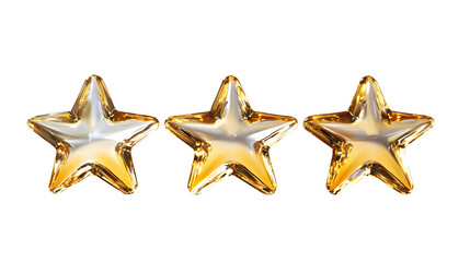 Obraz premium An elegant set of glass golden stars designed white background