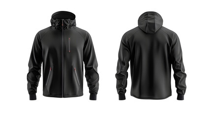 Black windbreaker mock up, front and back view