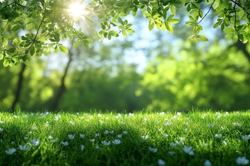 Fototapeta premium Concept background for Earth Day: Bokeh light and abstract blurred green nature