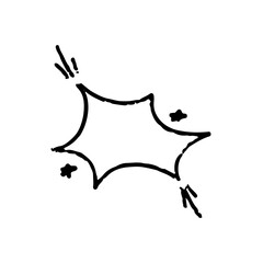 Manga speech bubble with onomatopoeia sign. Cloud crayon speech for text. Doodle frame for manga chat.