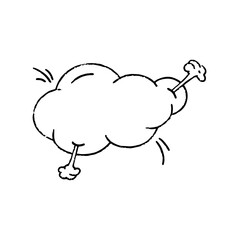 Manga speech bubble with onomatopoeia sign. Cloud crayon speech for text. Doodle frame for manga chat.