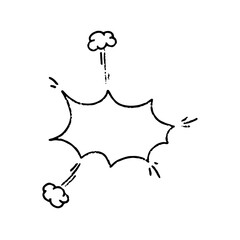 Manga speech bubble with onomatopoeia sign. Cloud crayon speech for text. Doodle frame for manga chat.