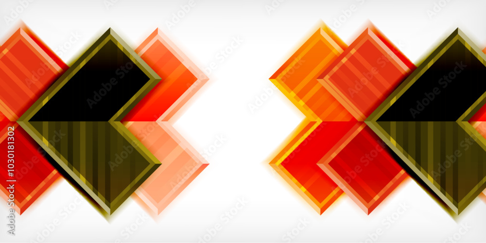 Poster Arrow symbols created with 3d effects and line texture geometric abstract background