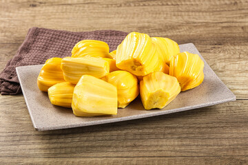 Raw ripe yellow jackfruit segment