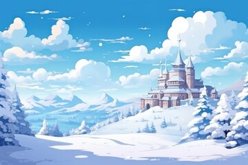 Castle in snow land landscape outdoors nature.