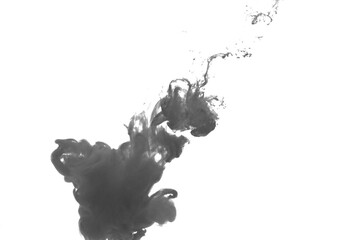 Black color-ink dye melt on white background,Abstract smoke pattern,Colored liquid dye,Splash paint