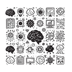 AI brain and circuit icons 