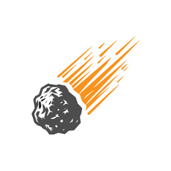 Falling Meteorite with fire tail icon