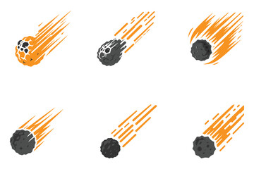 Falling Meteorite with fire tail icon