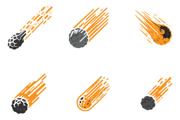 Falling Meteorite with fire tail icon