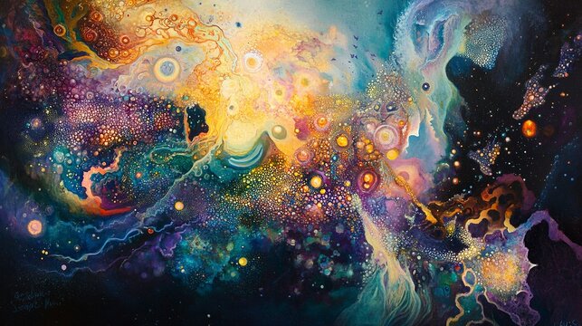 Visionary exploration of astral planes where spiritual energies merge with cosmic patterns in a luminous dream world