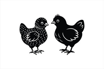 Cute two cock are playing vector art illustration
