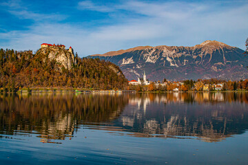 Slovenia's magnificent lake Bled in autumn