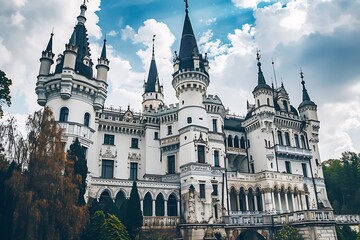 Fototapeta premium Historic European castle with many windows